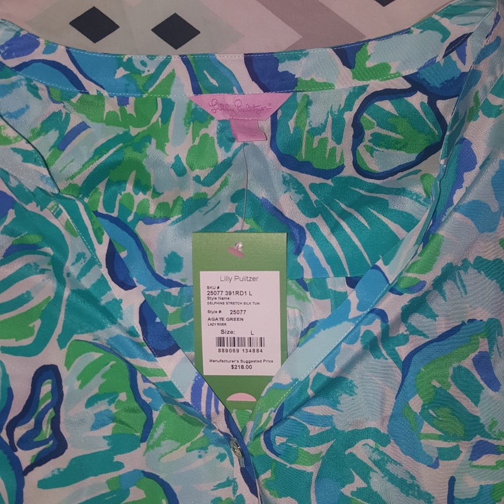 lilly pulitzer delphine strech silk tunic dress